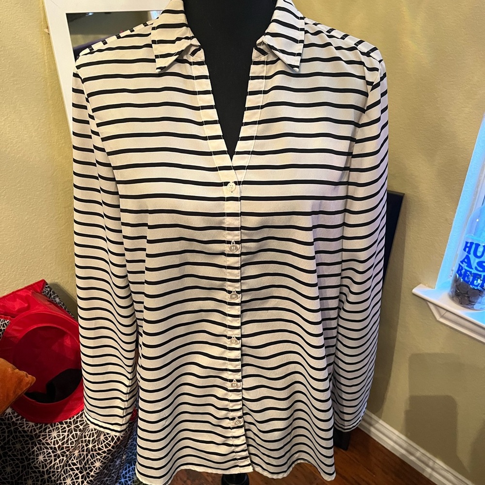 Black and White Striped Blouse